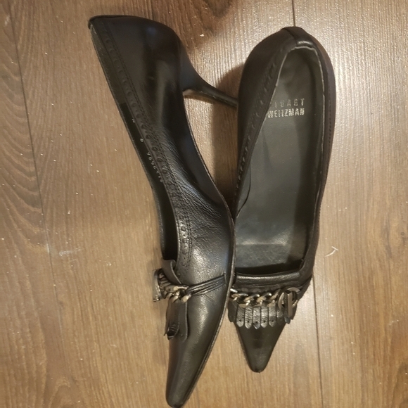 HP. Stuart Weitzman Leather Heel Tassel Shoes - Picture 8 of 9